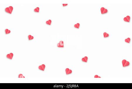 Papierrote Herzen. Valentine s Papier Konfetti Herzen fliegen in den isolierten transparenten Hintergrund. Vektor rote Symbole der Liebe Grenze für romantische Bann Stock Vektor