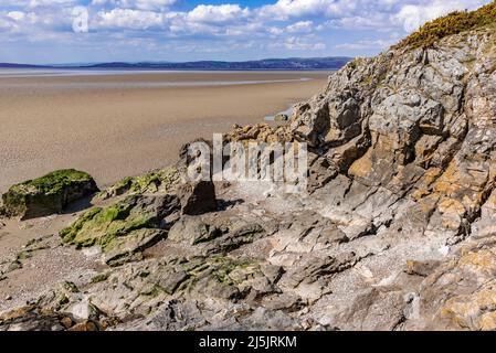 Morecambe Bay und die Flussmündung des Kent am Jack Scout Beauty Spot in der Nähe von Sliverdale in lancashire Stockfoto