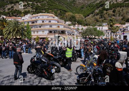 Mijas, Spanien. 23.. April 2022. Treffen mit Harley Davidson. Stockfoto