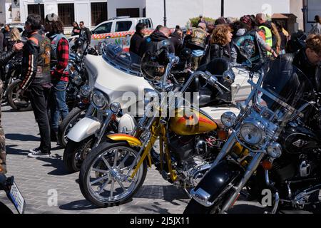 Mijas, Spanien. 23.. April 2022. Treffen mit Harley Davidson. Stockfoto