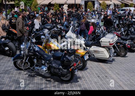 Mijas, Spanien. 23.. April 2022. Treffen mit Harley Davidson. Stockfoto