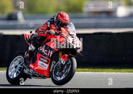 ASSEN, NIEDERLANDE - 24. APRIL: Michael Ruben Rinaldi aus Italien fährt während der FIM Superbike-Weltmeisterschaft Tissot Superpole Race während der WorldSBK Motul Dutch Round auf dem TT Circuit Assen am 24. April 2022 in Assen, Niederlande (Foto: Andre Weening/Orange Picles) Stockfoto