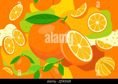 Orange Frucht Elemente nahtlose Muster abstrakten Vektor-Design Hintergrund für Verpackungsdesign Stock Vektor