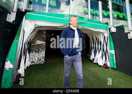 GRONINGEN - Herakles Almelo-Trainer Frank Wormuth beim niederländischen Eredivisie-Spiel zwischen dem FC Groningen und Herakles Almelo am 24. April 2022 im Euroborg-Stadion in Groningen, Niederlande. ANP COR LASKER Stockfoto