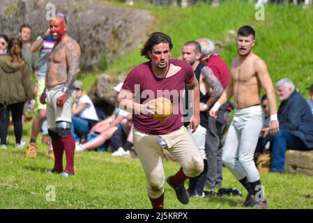 Historisches Fußballspiel von Harpastum während der Feier des Geburtstages von Rom im Circo Massimo in Rom. (Foto von Roberto Bettacchi / Pacific Press/Sipa USA) Stockfoto