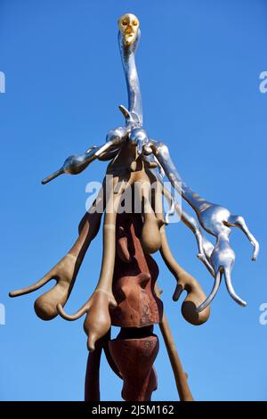 Die gentechnisch veränderte kleine Meerjungfrau (Detail), Bronzeskulptur von Bjørn Nørgaard (2000); Kopenhagen, Dänemark Stockfoto