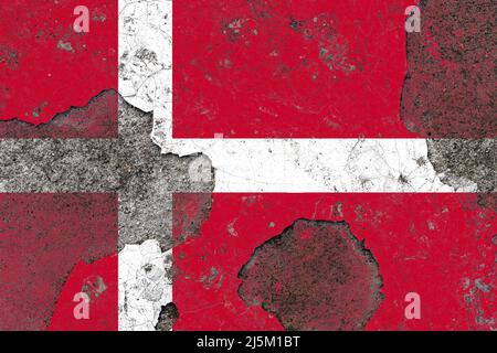 Dänemark Flagge auf einer beschädigten alten Betonwand Stockfoto