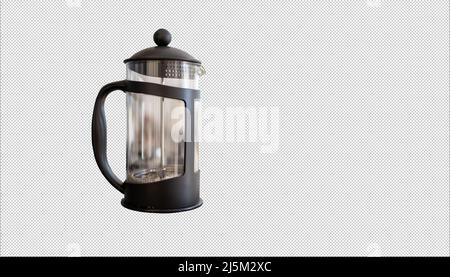 Isolierte schwarze cafetiere Kaffeemaschine Gerät auf einem Schachbrett Hintergrund Stockfoto