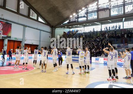 PalaRadi, Cremona, Italien, 24. April 2022, Germani Brescia während der Vanoli Basket Cremona gegen Germani Brescia - Italienische Basketball A Serie Championship Stockfoto