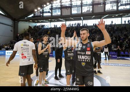 PalaRadi, Cremona, Italien, 24. April 2022, Vanoli Cremona Team während der Vanoli Basket Cremona gegen Germani Brescia - Italienische Basketball A Serie Championship Stockfoto