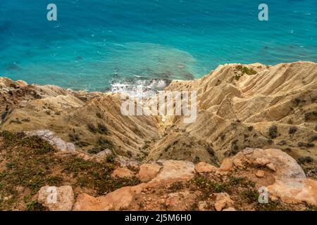 Die Steilküste vom Kap Aspro bei Pissouri, Zypern, Europa | die steile Küste des Kap Aspro bei Pissouri, Zypern, Europa Stockfoto