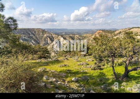 Landschaft am Kap Aspro bei Pissouri, Zypern, Europa | Landschaft von Kap Aspro bei Pissouri, Zypern, Europa Stockfoto