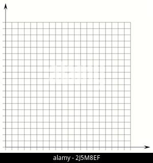 Rasterpapier. Mathematisches Diagramm. Kartesisches Koordinatensystem mit x-Achse, y-Achse. Quadratischer Hintergrund mit farbigen Linien. Geometrisches Muster für die Schule Stock Vektor