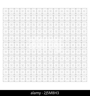 Arbeitsmappe zum Schreiben von Hieroglyphen. Liniertes Papier zum Drucken. Geometrisches Muster für die Schule. Realistisches liniertes Papier. Simulator zum Schreiben von Chinesisch Stock Vektor