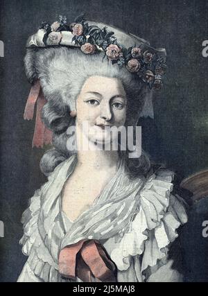 Portrait de Marie Therese Louise de Savoie Carignan, princesse de Lamballe, dite « Mademoiselle de Carignan » ou « Madame de Lamballe (1749-1792) - Illustration tyree de 'Le Petit Journal' 15 octobre 1892 Collection privee Stockfoto