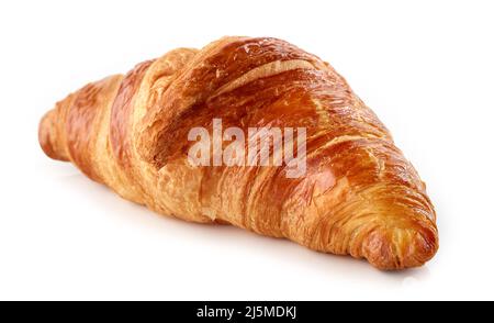 frisch gebackene Croissants isoliert auf weißem Hintergrund Stockfoto