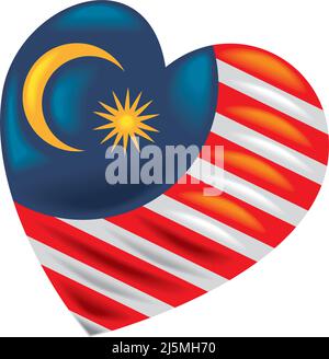 Die Flagge malaysias im Herzen Stock Vektor