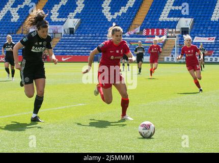 Birkenhead, Großbritannien. 24. April 2022. Action während des Fußballspiels der Womens Championship zwischen Liverpool und Sheffield United im Prenton Park in Birkenhead, England. Terry Scott/SPP Quelle: SPP Sport Press Photo. /Alamy Live News Stockfoto