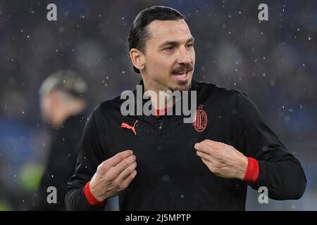 24.. April 2022; Stadio Olimpico, Rom, Italien: Serie A Fußball, SS Lazio gegen AC Mailand; Zlatan Ibrahimovic vom AC Mailand Stockfoto