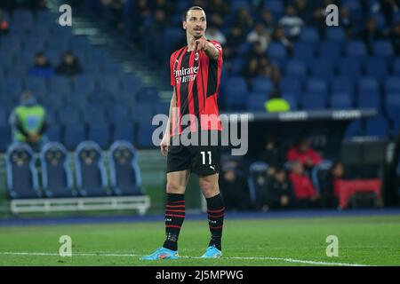 24.. April 2022; Stadio Olimpico, Rom, Italien: Serie A Fußball, SS Lazio gegen AC Mailand; Zlatan Ibrahimovic vom AC Mailand Stockfoto