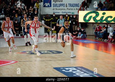 Enerxenia Arena, Varese, Italien, 24. April 2022, Durham während der Openjobmetis Varese vs Fortitudo Bologna - Italienische Basketball A Serie Championship Stockfoto