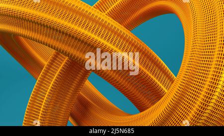 Abstraktes Drahtmodell Kurven Hintergrund - 3D Render. Moderne Illustration, runde Formen. Stockfoto