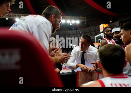 Enerxenia Arena, Varese, Italien, 24. April 2022, Seravalli während Openjobmetis Varese vs Fortitudo Bologna - Italienische Basketball A Serie Championship Stockfoto