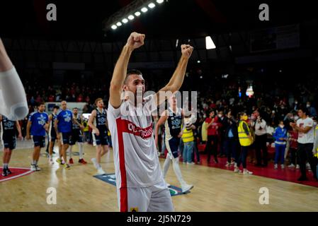 Enerxenia Arena, Varese, Italien, 24. April 2022, ferrero während der Openjobmetis Varese vs Fortitudo Bologna - Italienische Basketball A Serie Championship Stockfoto