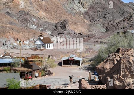 Calico, California, USA - April 24 2022 : Calico Geisterstadt in Kalifornien aus den 1880er Jahren. Stockfoto