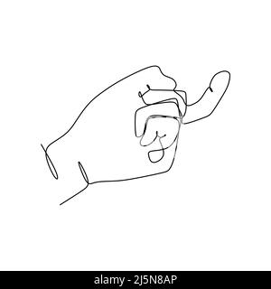 Zeigt das Design der fortlaufenden Linienführung des Zeigefingers. Zeichen und Symbol der Handgesten. Einzelne fortlaufende Zeichnungslinie. Handgezeichneter Kunstdoodle Stock Vektor