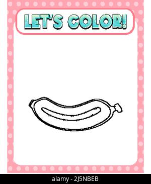 Arbeitsblätter Vorlage mit Let’s color!! Text und Bananendarstellung Stock Vektor