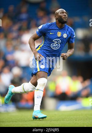 London, Großbritannien. 23. April 2022. 24. April 2022 - Chelsea gegen West Ham United - Premier League - Stamford Bridge Romelu Lukaku während des Spiels auf der Stamford Bridge. Bildnachweis: Kredit: Mark Pain/Alamy Live Nachrichten Stockfoto
