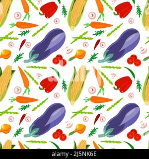 Food Hintergrund und buntes Gemüse nahtlose Muster Stock Vektor
