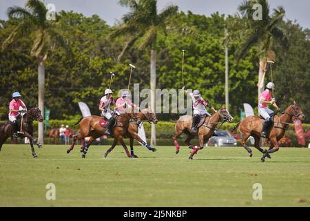 Wellington, Usa. 24. April 2022. Pilot Polo vs La Elina Polo Team während der U.S. Open Polo Championship 2022, Finale im International Polo Club Palm Beach, Florida. Endergebnis: 11-6. Sieger: Pilot Polo. Kredit: SOPA Images Limited/Alamy Live Nachrichten Stockfoto