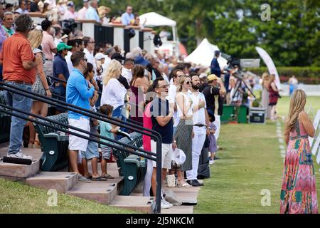 Wellington, Usa. 24. April 2022. Pilot Polo vs La Elina Polo Team während der U.S. Open Polo Championship 2022, Finale im International Polo Club Palm Beach, Florida. Endergebnis: 11-6. Sieger: Pilot Polo. Kredit: SOPA Images Limited/Alamy Live Nachrichten Stockfoto