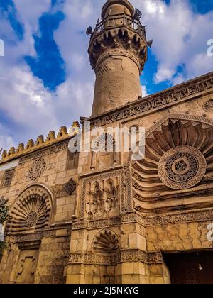 Blick auf die alte Aqmar Moschee in Kairo, Ägypten Stockfoto