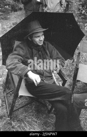 Dreharbeiten zum Film „Hannibal Brooks“ vor Ort in Vorarlberg. Schauspieler Michael J. Pollard. [Automatisierte Übersetzung] Stockfoto