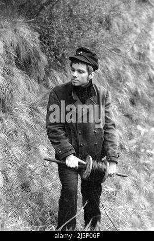 Dreharbeiten zum Film „Hannibal Brooks“ vor Ort in Vorarlberg. Schauspieler Michael J. Pollard. [Automatisierte Übersetzung] Stockfoto