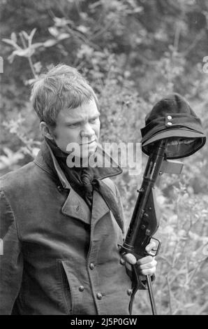 Dreharbeiten zum Film „Hannibal Brooks“ vor Ort in Vorarlberg. Schauspieler Michael J. Pollard. [Automatisierte Übersetzung] Stockfoto