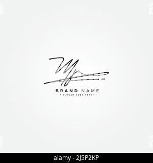 Anfangsbuchstabe MJ-Logo, handgezeichnetes Signaturlogo - Vektor-Logo-Vorlage für Firmennamen-Initialen im Signaturstil Stock Vektor