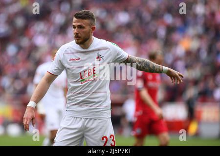 KÖLN, DEUTSCHLAND - APRIL 23 2022: Fußballspiel Bundesliga Köln - Arminia Stockfoto