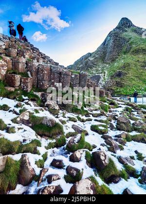 Giant's Causeway in the Snow, County Antrim, Nordirland Stockfoto