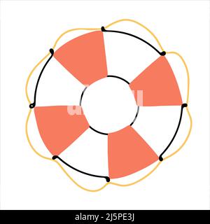 Marine-Rettungsring, handgezeichnet im Doodle-Stil Stock Vektor