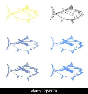 Welt Thunfisch Tag Vektor Thunfisch stilisierte Cliparts Illustration Stock Vektor