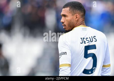 Empoli, Italien. 24. April 2022. Juan Jesus (SSC Napoli) während des FC Empoli gegen SSC Napoli, italienische Fußballserie A Spiel in Empoli, Italien, April 24 2022 Quelle: Independent Photo Agency/Alamy Live News Stockfoto