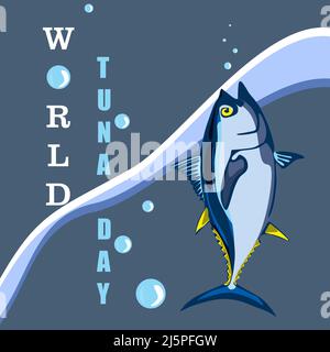 Welt-Thunfisch-Tag-Vektor stilisierte Cliparts Illustration Stock Vektor