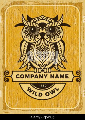 Eulenposter. Tribal stilisierte Plakat mit Weisheit Vogel Boho Tier mit Platz für Text jüngsten Vektor-Vorlage Stock Vektor