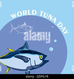 Welt-Thunfisch-Tag-Vektor stilisierte Cliparts Illustration Stock Vektor