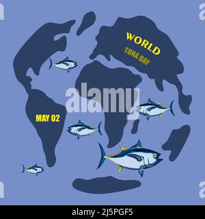 Welt-Thunfisch-Tag-Vektor stilisierte Cliparts Illustration Stock Vektor