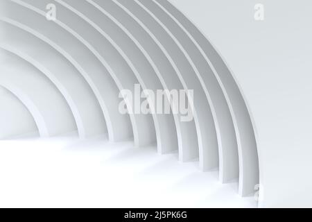 Abstrakt futuristischer weißer Hintergrund, minimalistischer 3D Render Stockfoto